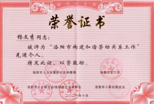 市構建和諧勞動關系工作先進個人